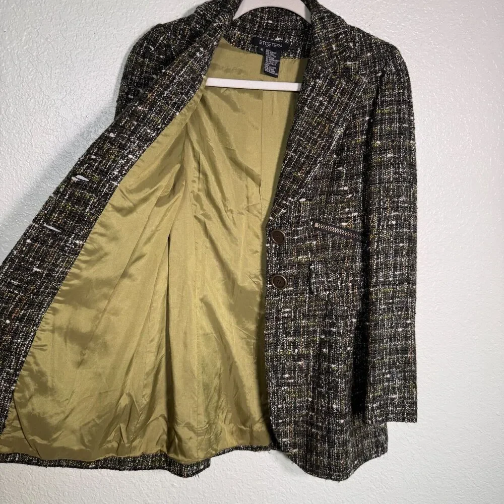 Etcetera Jacket Womens 4 Metallic Tweed Coat Academia Preppy Zipper Detail - Picture 4 of 13